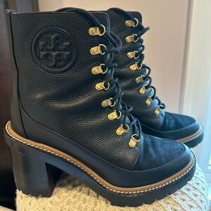 Tory Burch Leather Combat Boots - Size 9